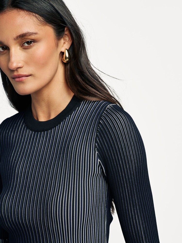 Simkhai Blue Aris Rib Long Sleeve Top - Image 4 of 4 Simkhai Blue Aris Rib Long Sleeve Top - Image 4 of 4