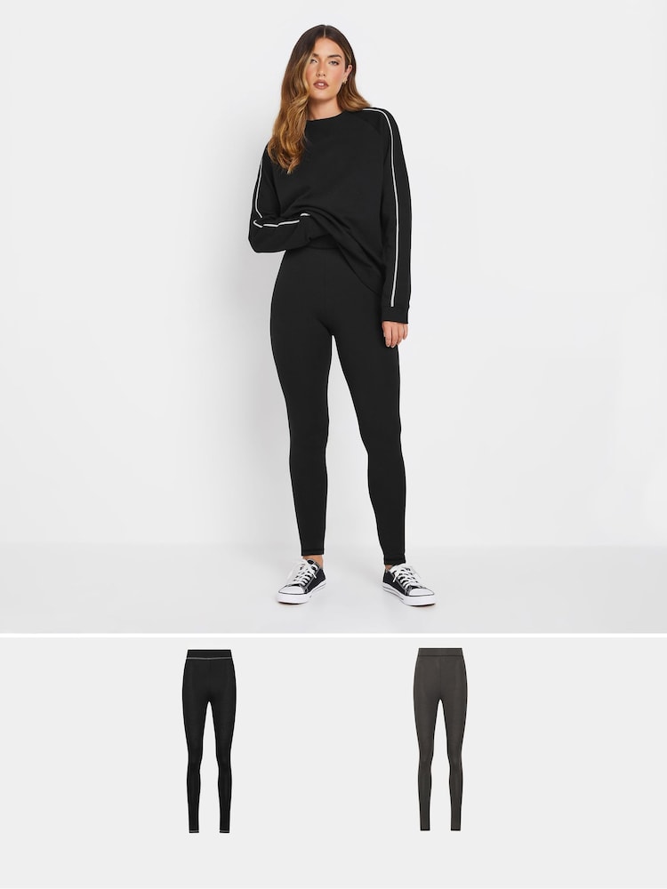 Long Tall Sally 100% Cotton Contrast Stitch Leggings 2 Pack - Imagen 1 de 8
