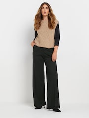 Long Tall Sally Black Premium Ponte Wide Leg Trousers - Image 1 of 5