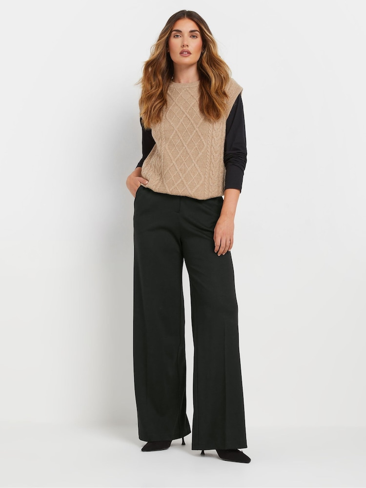 Long Tall Sally Black Premium Ponte Wide Leg Trousers - Image 1 of 5