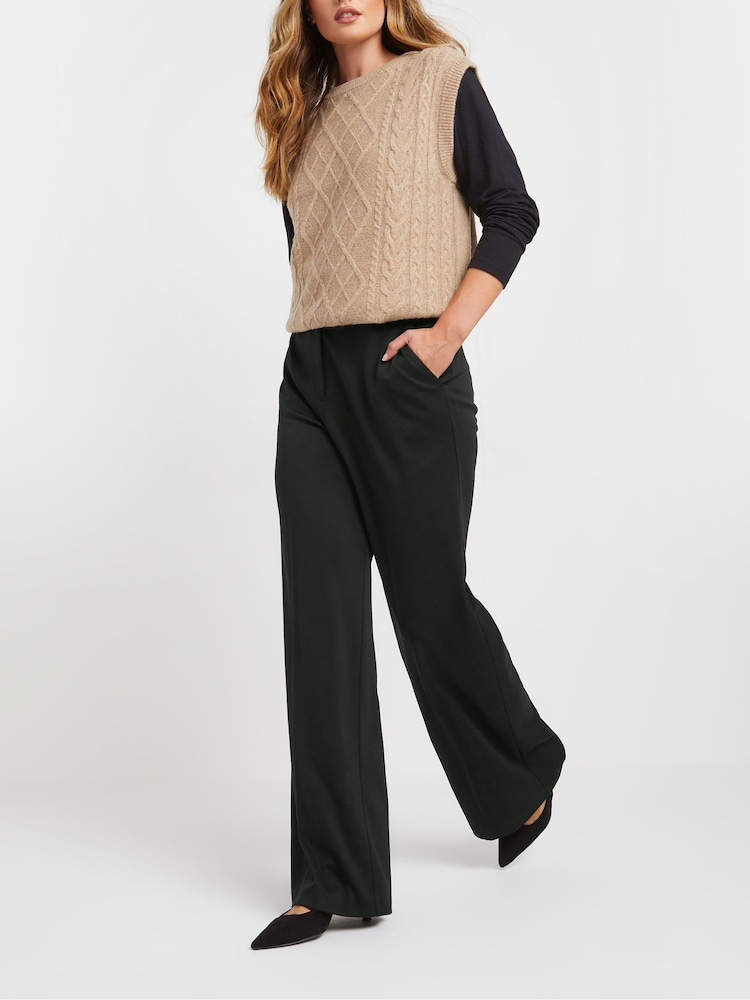 Long Tall Sally Black Premium Ponte Wide Leg Trousers - Image 2 of 5