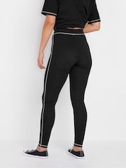 Long Tall Sally Black 100% Cotton Contrast Stitch T-Shirt and Leggings Set - Image 2 of 5