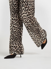 Long Tall Sally Natural Animal Print Wide Leg Trousers - Image 4 of 5