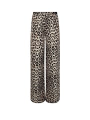 Long Tall Sally Natural Animal Print Wide Leg Trousers - Image 5 of 5