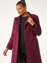 Roman Red Tailored Funnel Neck Coat - Image 1 of 6