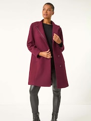 Roman Red Tailored Funnel Neck Coat - Image 2 of 6