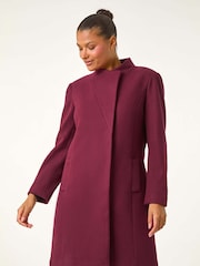 Roman Red Tailored Funnel Neck Coat - Image 4 of 6