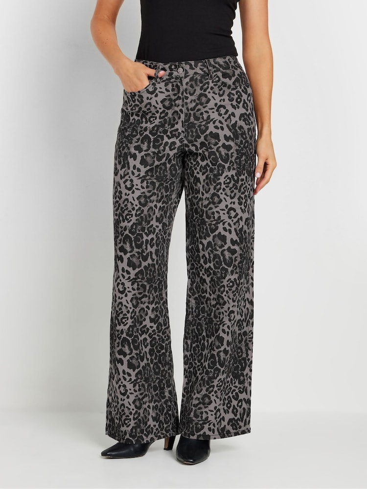 Long Tall Sally Grey Leopard Print Jeans - Image 2 of 5