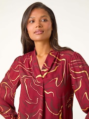 Roman Red Marble Foil V-Neck Top - Image 4 of 5