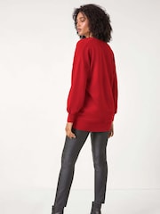 Roman Red Plain V-Neck Stretch Jumper - Image 3 of 5
