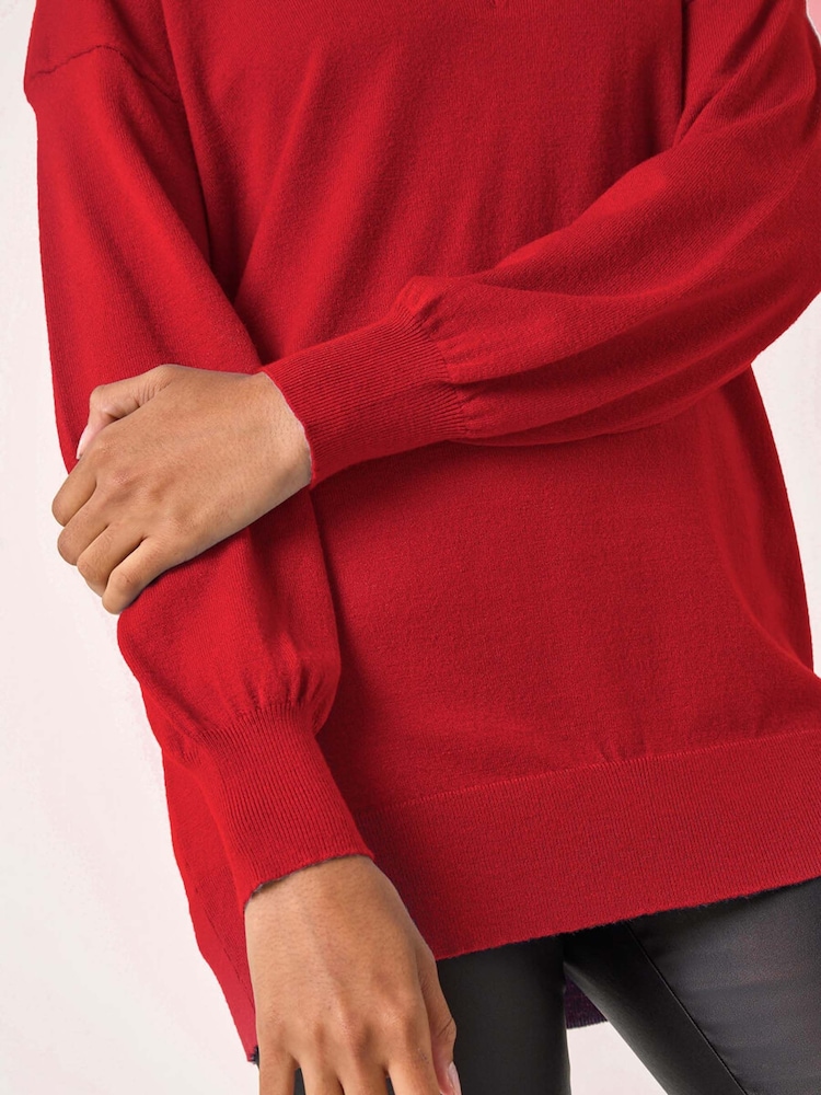 Roman Red Plain V-Neck Stretch Jumper - Image 5 of 5