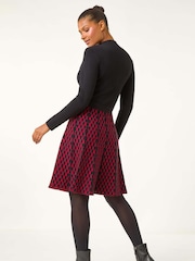 Roman Red Contrast Skirt Ribbed Jumper Dress - Image 3 of 5