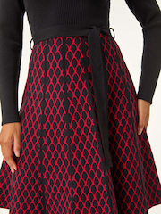 Roman Red Contrast Skirt Ribbed Jumper Dress - Image 5 of 5