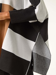 Roman White Colour Block Knit Poncho - Image 5 of 5