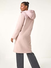 Roman Pink Mixed Fabric Hooded Coat - Image 4 of 7