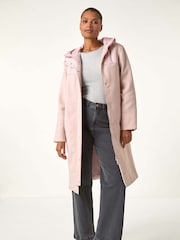 Roman Pink Mixed Fabric Hooded Coat - Image 5 of 7