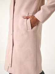Roman Pink Mixed Fabric Hooded Coat - Image 6 of 7
