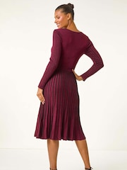 Roman Red Sparkle Wrap Knitted Midi Dress - Image 3 of 5