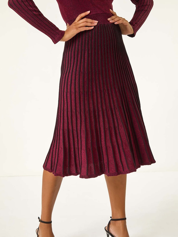 Roman Red Sparkle Wrap Knitted Midi Dress - Image 5 of 5