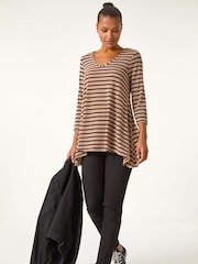 Roman Natural Stripe Swing Hem Tunic Top - Image 1 of 5