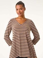 Roman Natural Stripe Swing Hem Tunic Top - Image 2 of 5