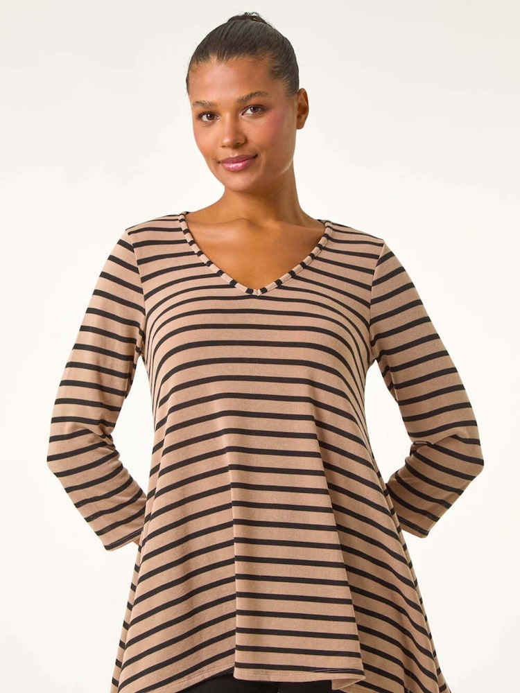Roman Natural Stripe Swing Hem Tunic Top - Image 2 of 5