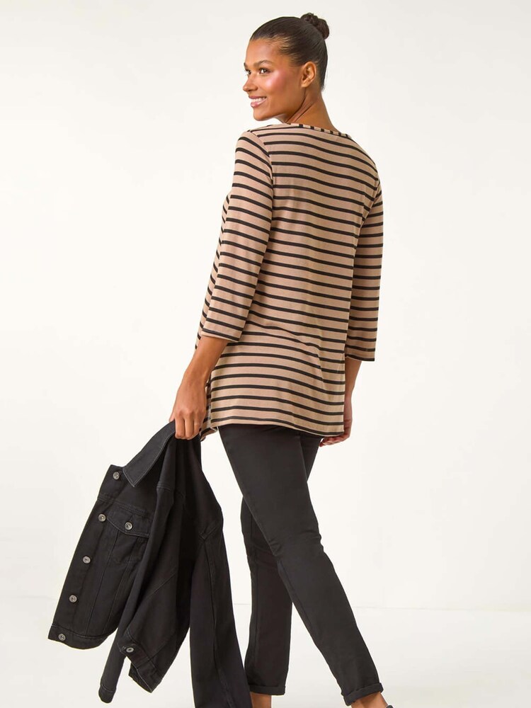 Roman Natural Stripe Swing Hem Tunic Top - Image 3 of 5