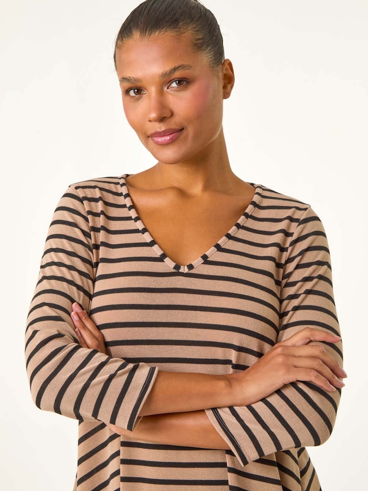 Roman Natural Stripe Swing Hem Tunic Top - Image 4 of 5