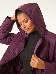 Roman Purple Iridescent Diamond Quilted Hooded Coat - Image 5 of 6
