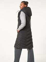 Roman Black Chevron Quilted Hooded Gilet - Image 4 of 7