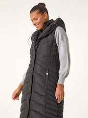 Roman Black Chevron Quilted Hooded Gilet - Image 5 of 7