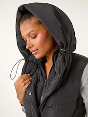 Roman Black Chevron Quilted Hooded Gilet - Image 6 of 7
