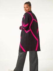 Roman Pink Abstract Patterned Cardigan - Image 2 of 5