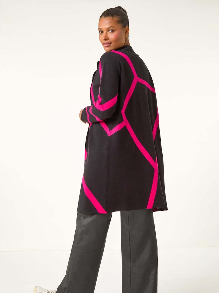 Roman Pink Abstract Patterned Cardigan - Image 2 of 5