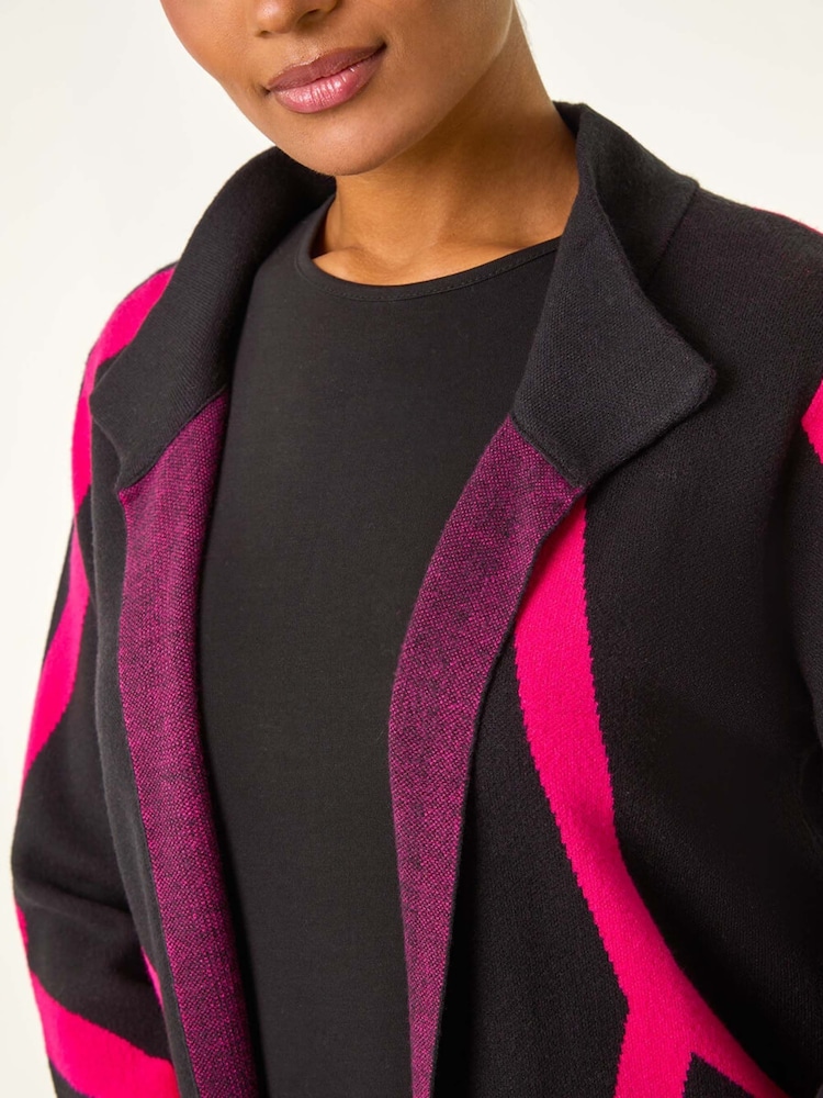 Roman Pink Abstract Patterned Cardigan - Image 5 of 5