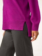 Roman Purple Soft V-Neck Side Split Knit Sweater - Image 5 of 5