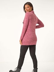 Roman Red Cowl Neck Buttoned Top - Image 3 of 5