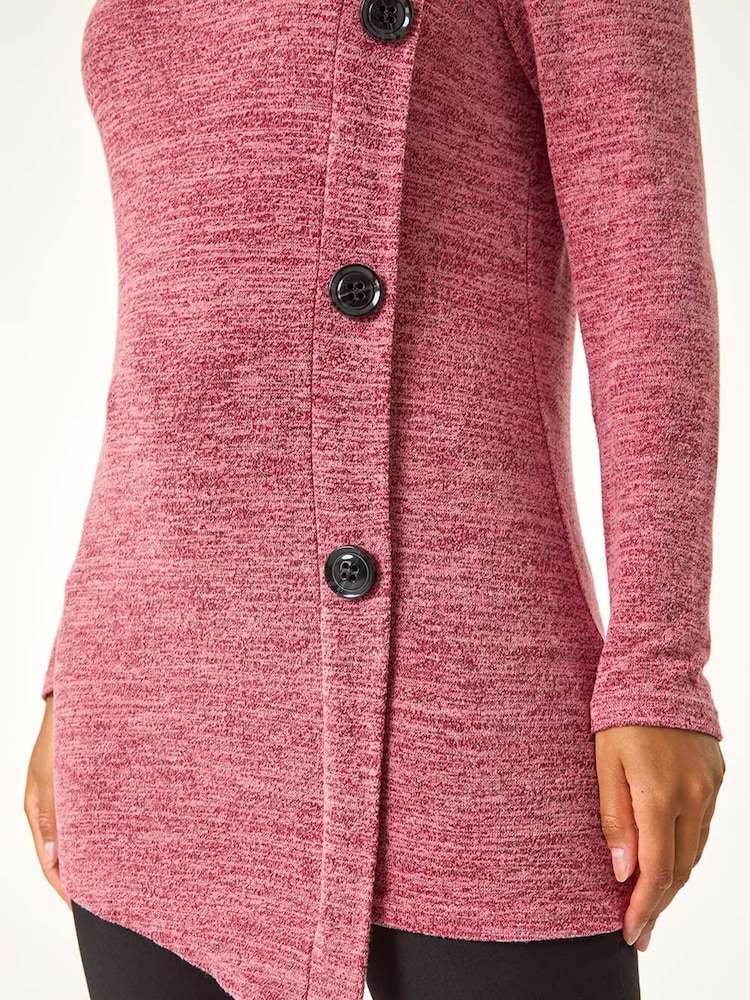 Roman Red Cowl Neck Buttoned Top - Image 5 of 5