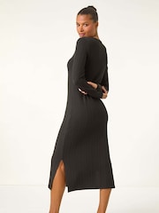 Roman – texturiertes Stretch-Midikleid mit V-Ausschnitt und Wellendesign - Bild 3 von 6