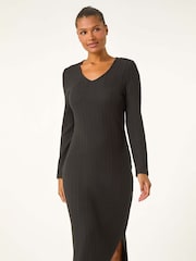 Roman – texturiertes Stretch-Midikleid mit V-Ausschnitt und Wellendesign - Bild 4 von 6