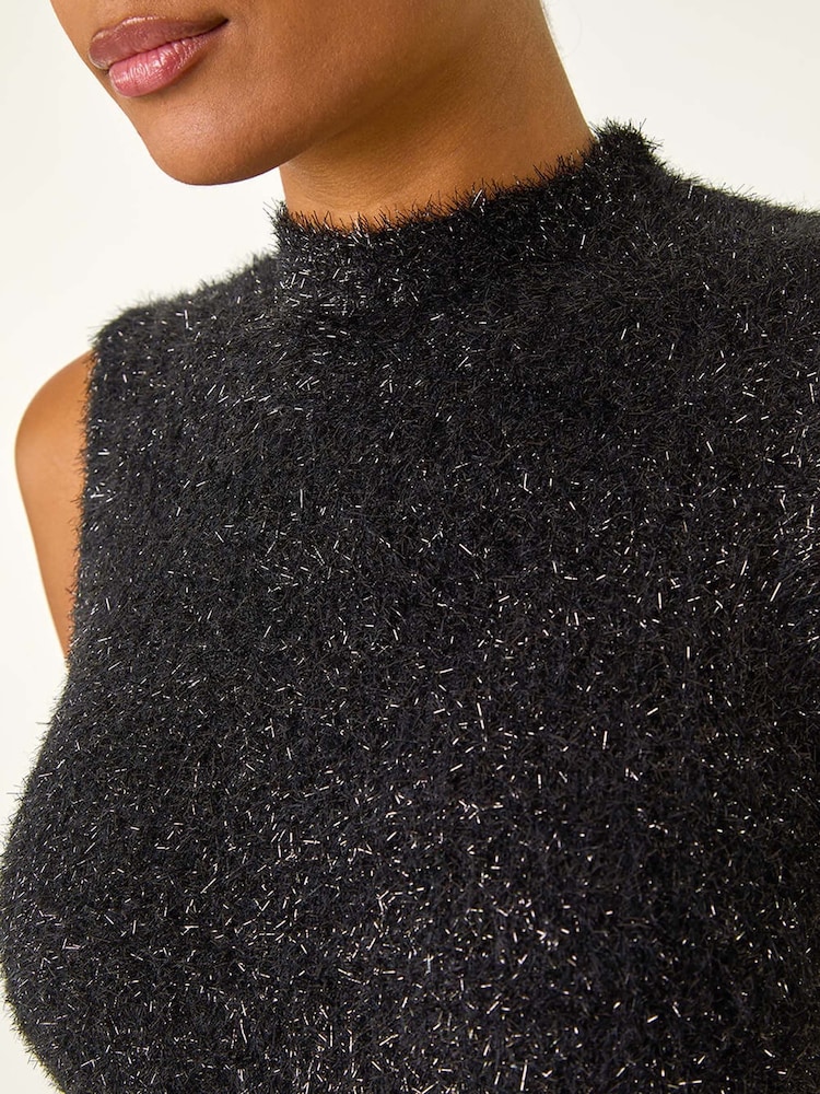 Negro - Roman Alto Neck Fluffy Knit Top - Imagen 5 de 5 Negro - Roman Alto Neck Fluffy Knit Top - Imagen 5 de 5