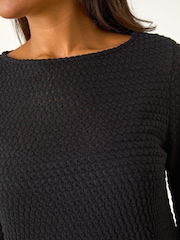 Roman Black Crochet Knit Tunic Top - Image 6 of 6