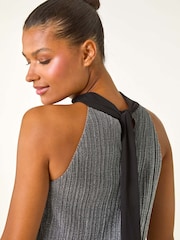 Roman Metallic Glitter Plisse Halter Neck Top - Image 3 of 6
