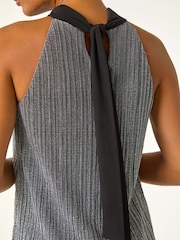 Roman Metallic Glitter Plisse Halter Neck Top - Image 6 of 6
