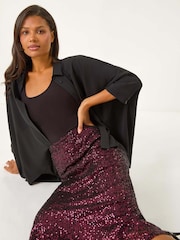 Roman Purple Fluted Hem Sequin Skirt - Image 1 of 5