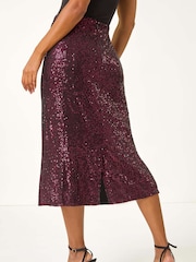 Roman Purple Fluted Hem Sequin Skirt - Image 3 of 5