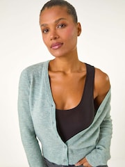 Roman Green Shimmered Edge Knit Cardigan - Image 1 of 5