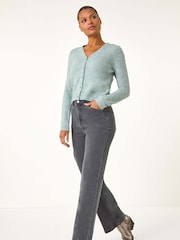 Roman Green Shimmered Edge Knit Cardigan - Image 2 of 5