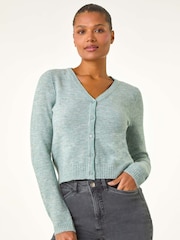 Roman Green Shimmered Edge Knit Cardigan - Image 4 of 5