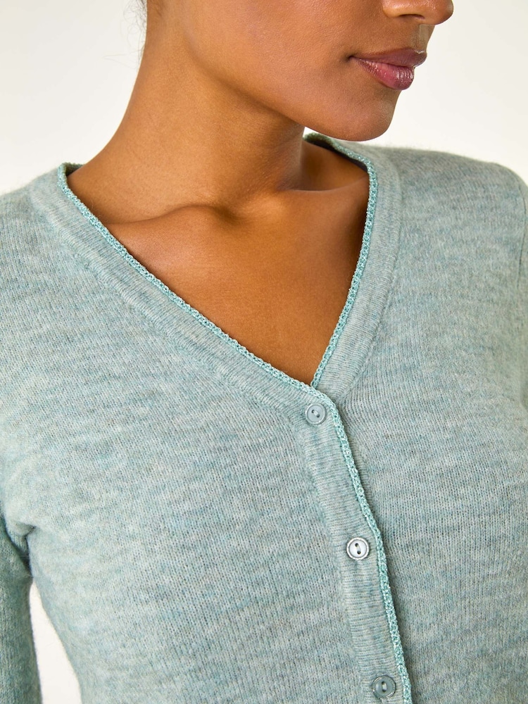 Roman Green Shimmered Edge Knit Cardigan - Image 5 of 5